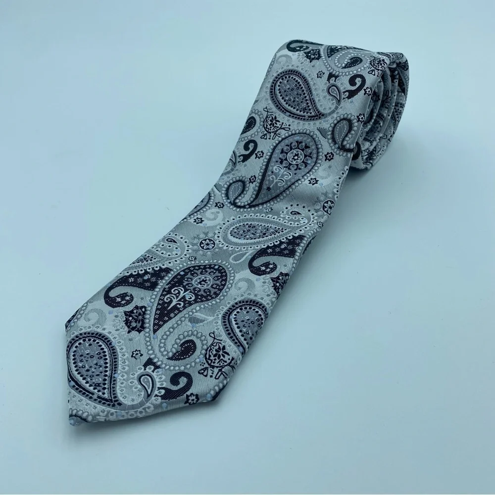 Bergamo Men’s Tie Gray‎ Silver & Paisley